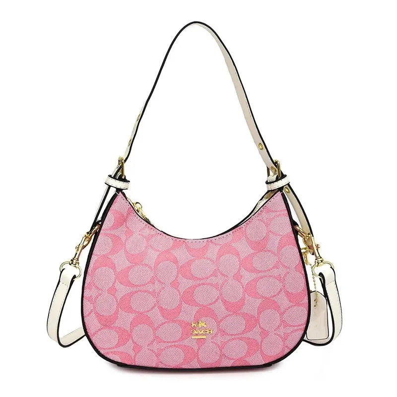 Coach Coach Signature Pink Canvas Shoulder Bag Pink - 1