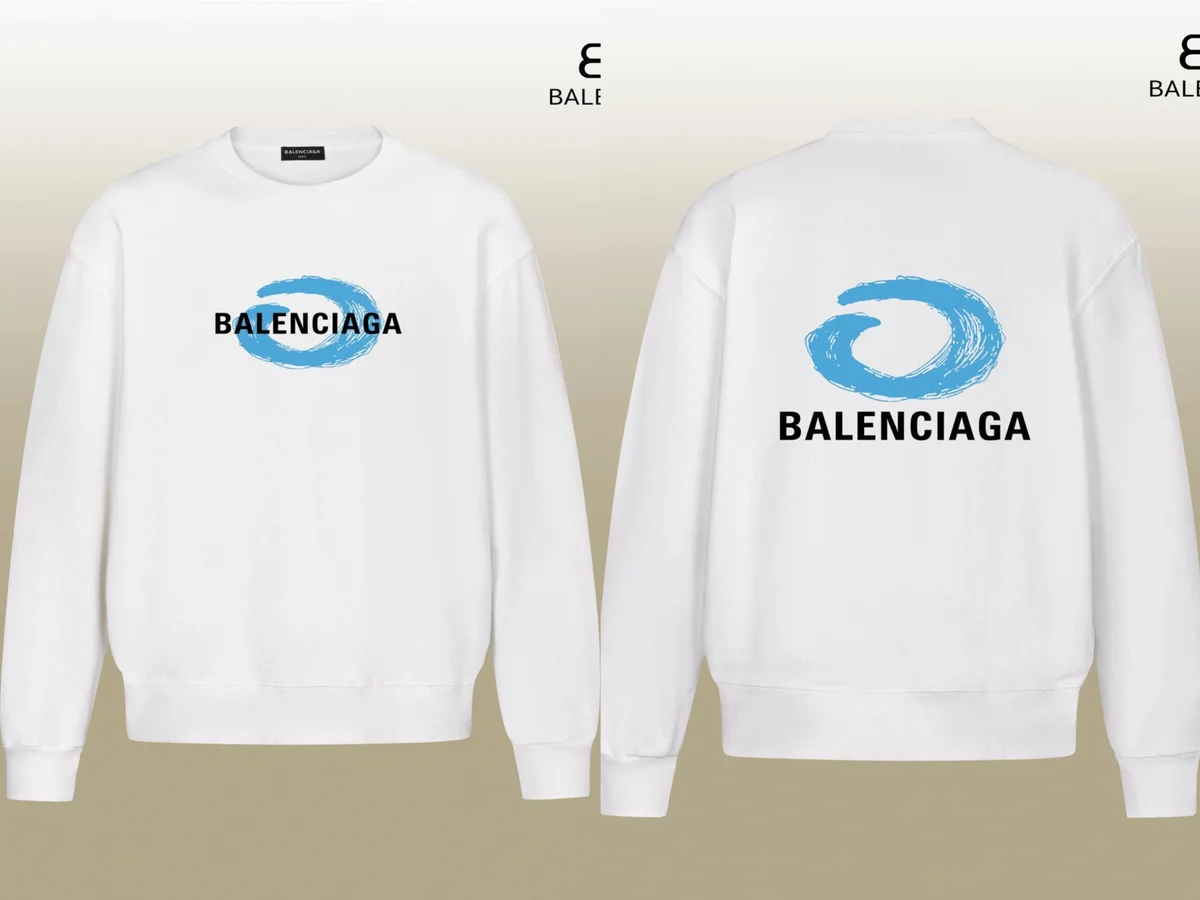 Balenciaga Balenciaga White Blue Logo Crewneck Sweatshirt White - 1