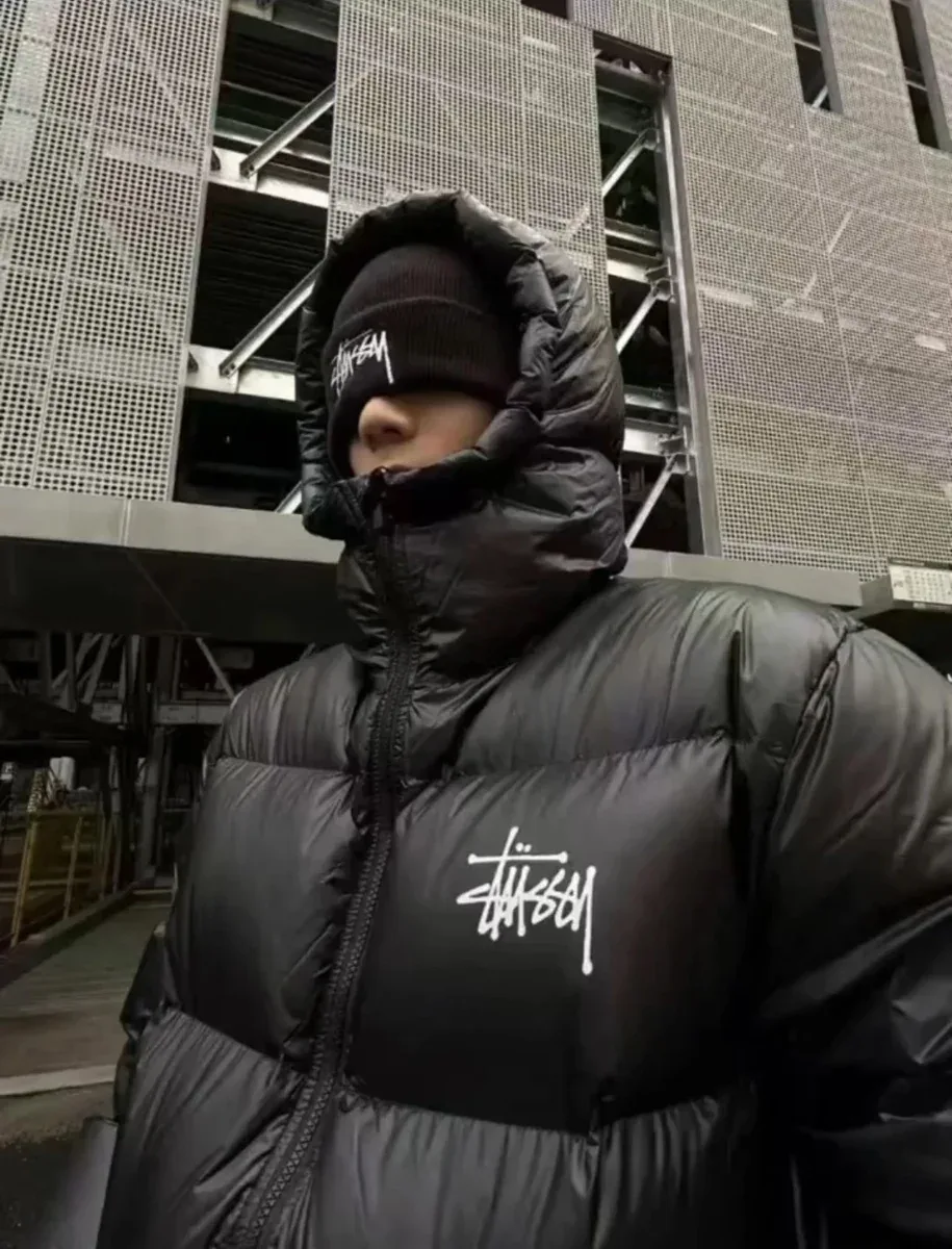Stussy Stussy Black Stüssy Logo Puffer Jacket Black - 1