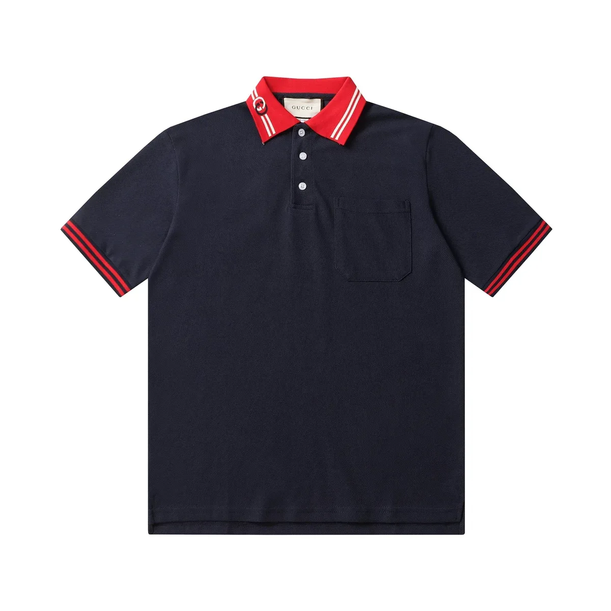 Gucci Gucci Interlocking G Navy/Red Polo Shirt Navy