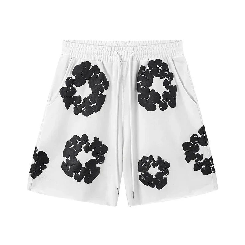 Other White Black Floral Print Shorts Casual White - 1