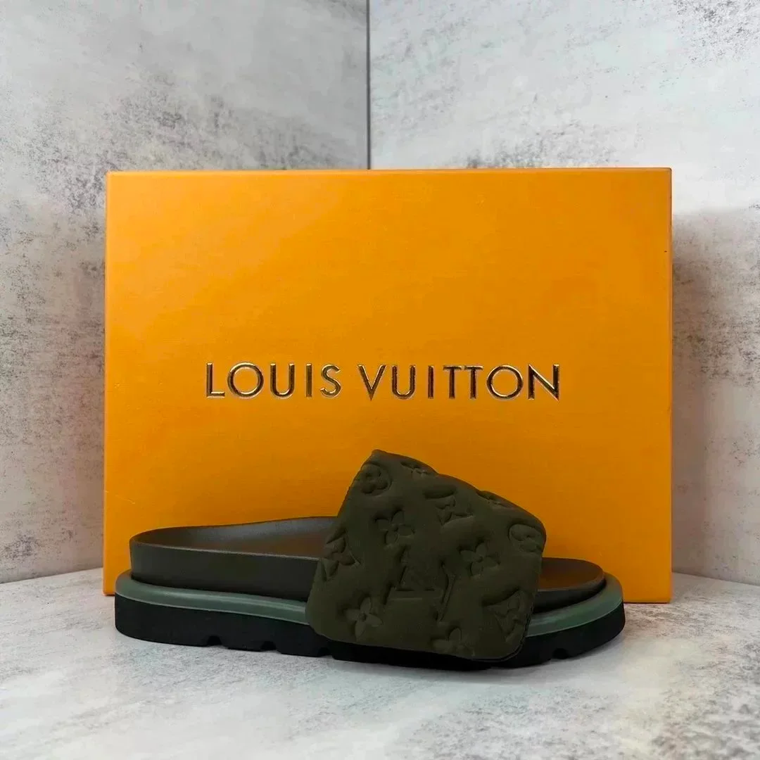 Louis Vuitton Louis Vuitton Monogram Slide Sandal Olive Green Green