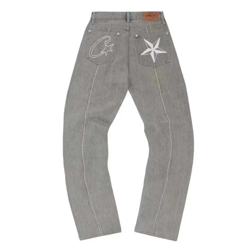 Chrome Hearts Chrome Hearts Grey Denim Jeans with Star Embroidery Grey