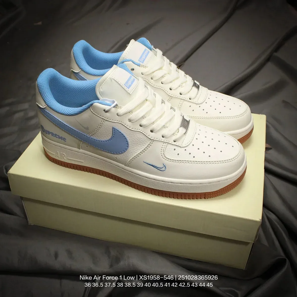 Nike Nike Air Force 1 Low Supreme Sail/Blue Sneakers White - 1