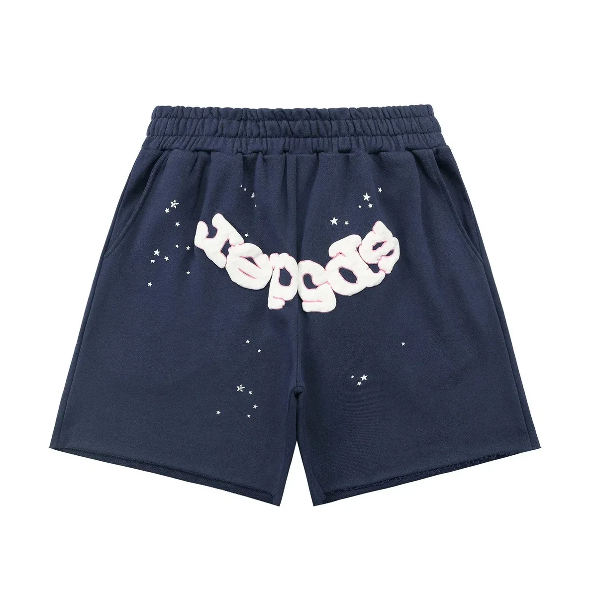 Dark Blue 'Yepcode' Embroidered Shorts — listing image