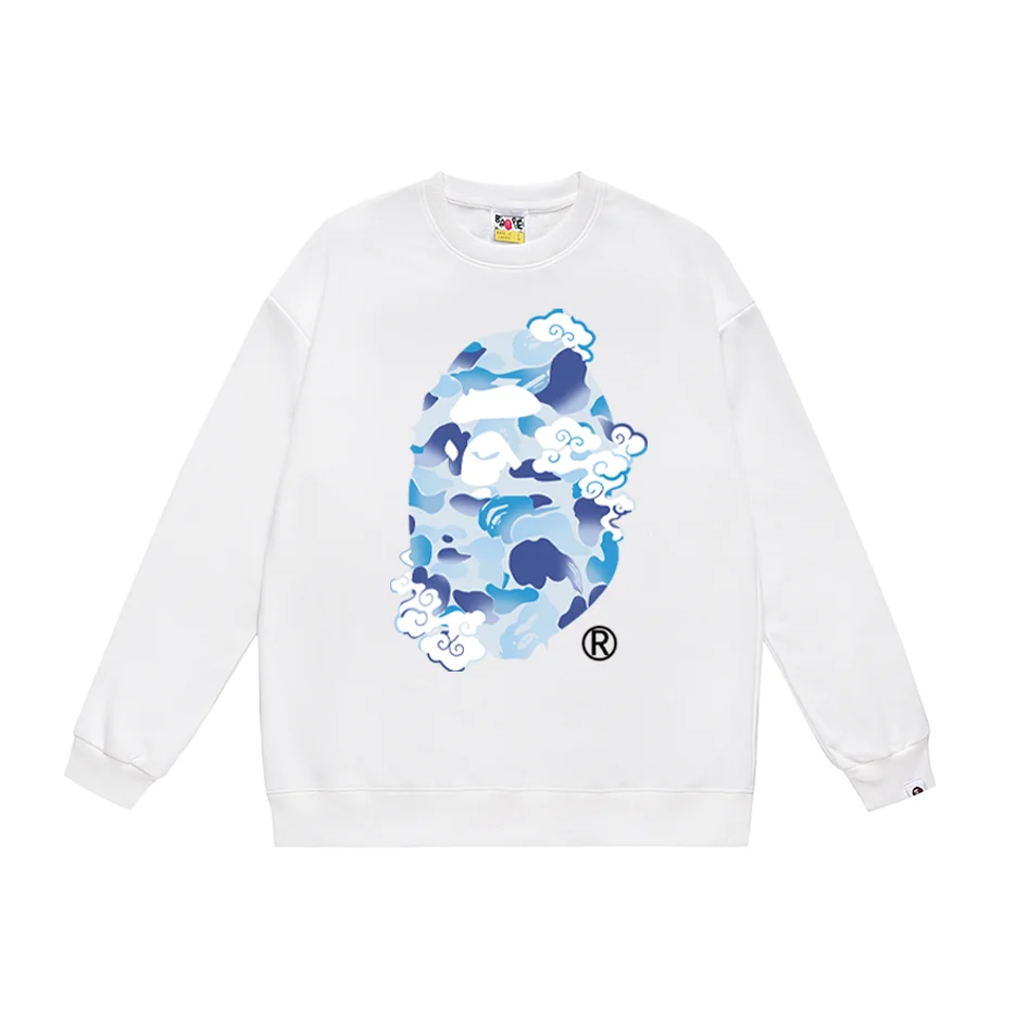 A Bathing Ape BAPE White Cloud Camo Graphic Sweatshirt White