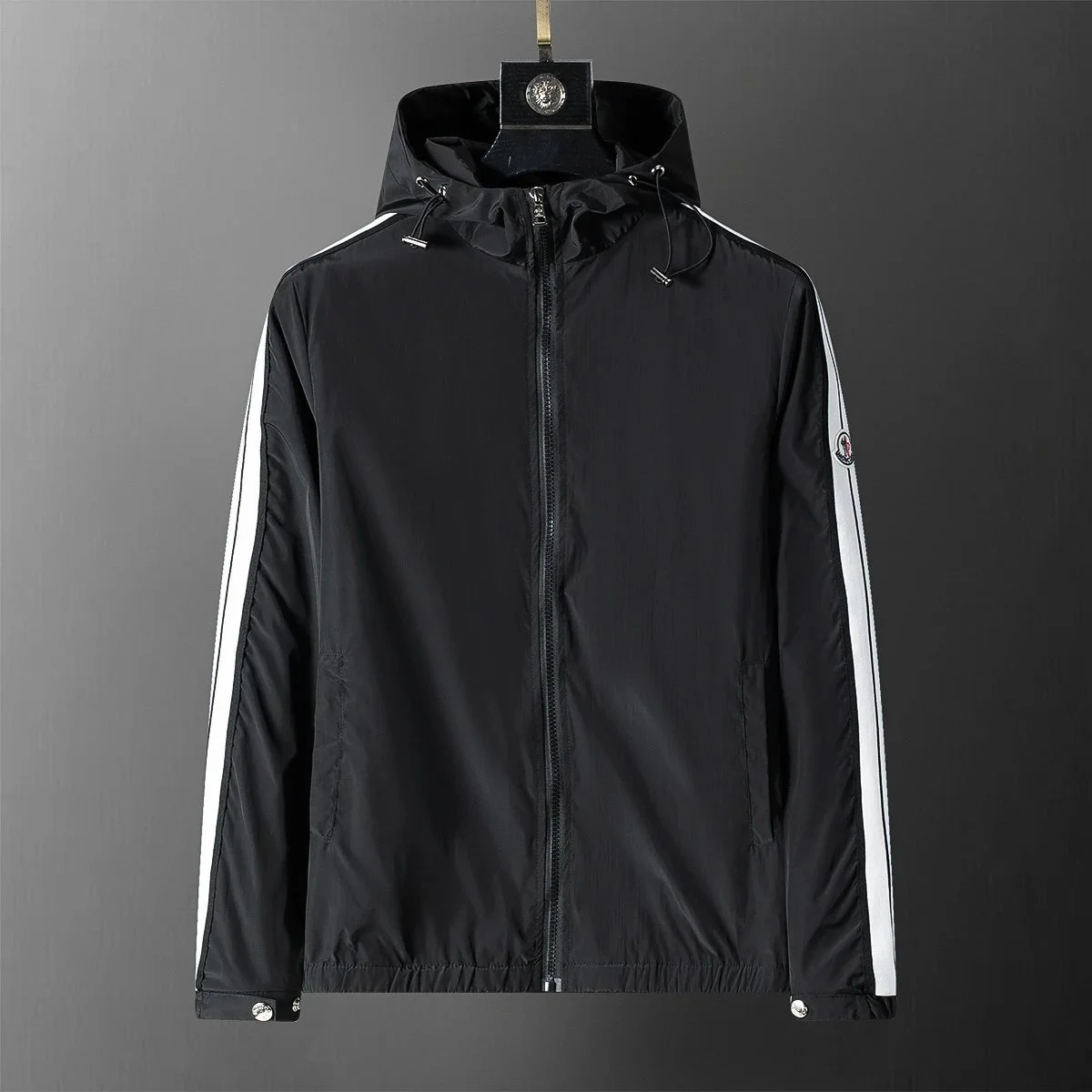 Moncler Black & White Striped Windbreaker Jacket catalog image