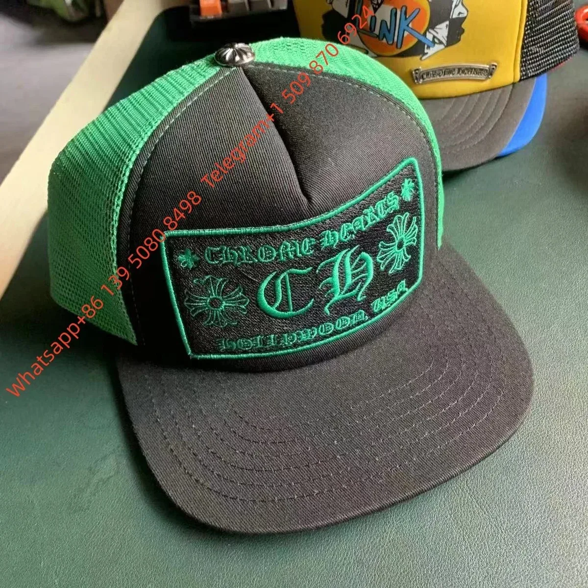 Chrome Hearts Chrome Hearts CH Cross Trucker Cap Green/Black Green - 1