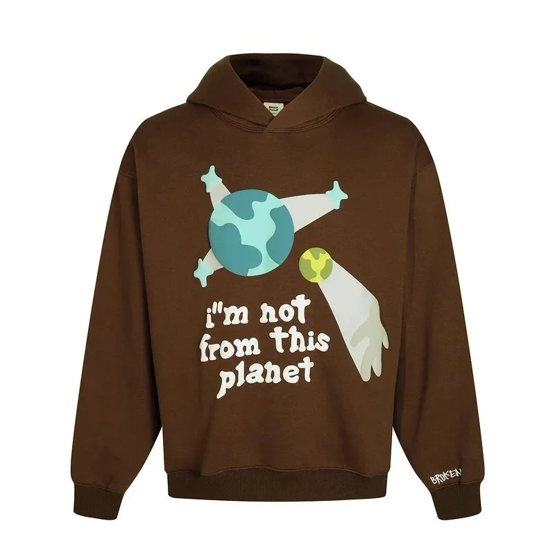 Other 29咖色 I'm Not From This Planet Hoodie Brown - 1