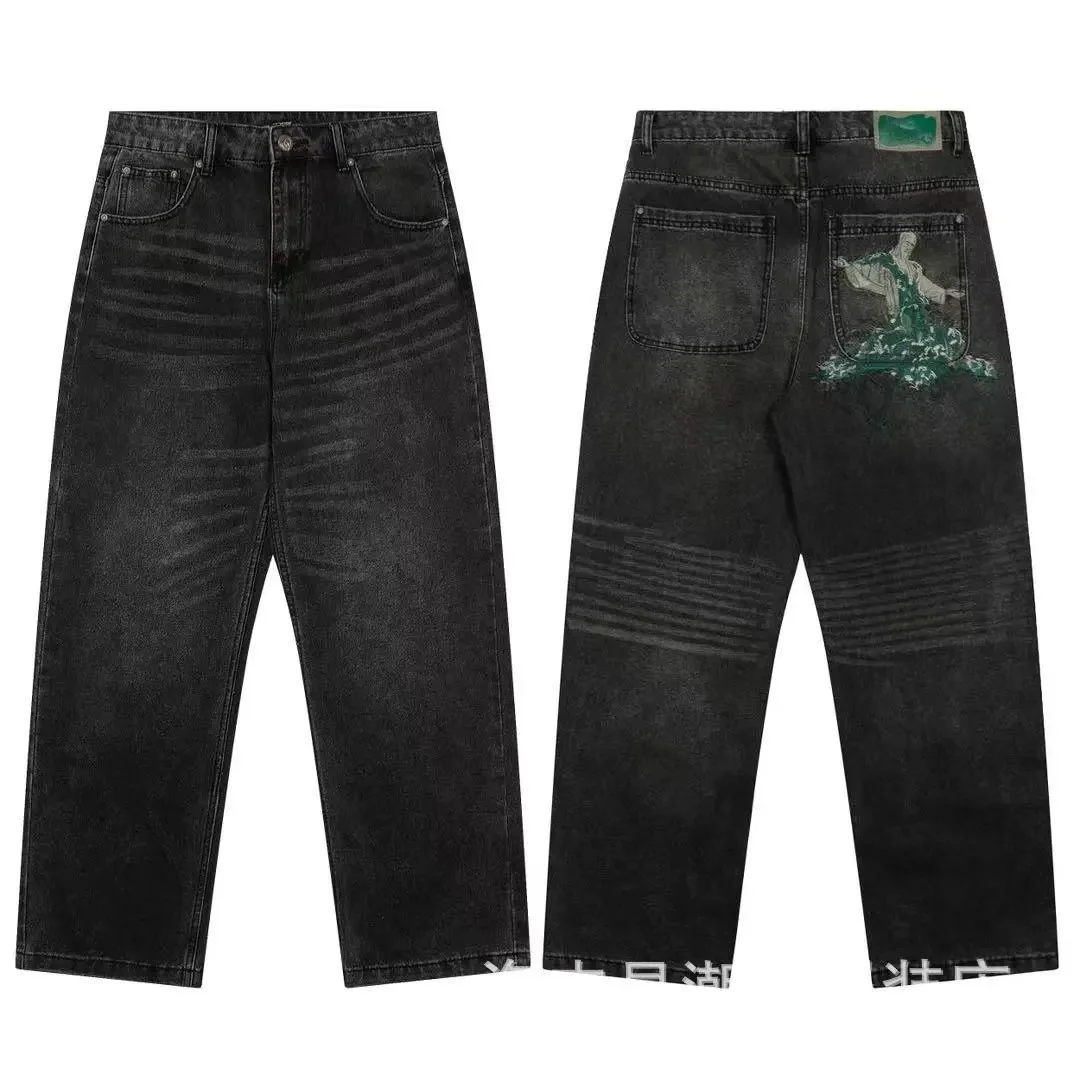 Other Black Denim Jeans with Green Print - derj-006 Black - 1