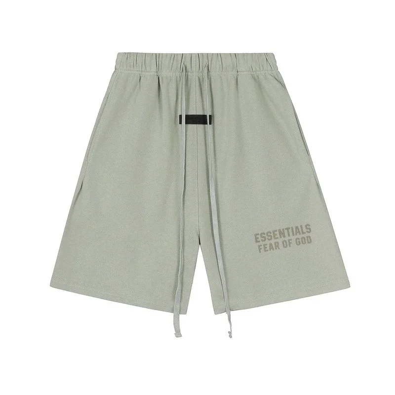 Fear of God Fear of God Essentials Matcha Green Flocked Lettering Shorts Green - 1