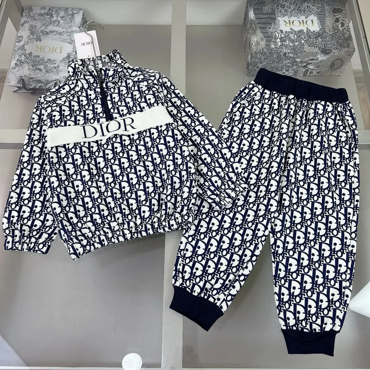 Dior Dior Dior Oblique Kids Tracksuit Blue/White Blue