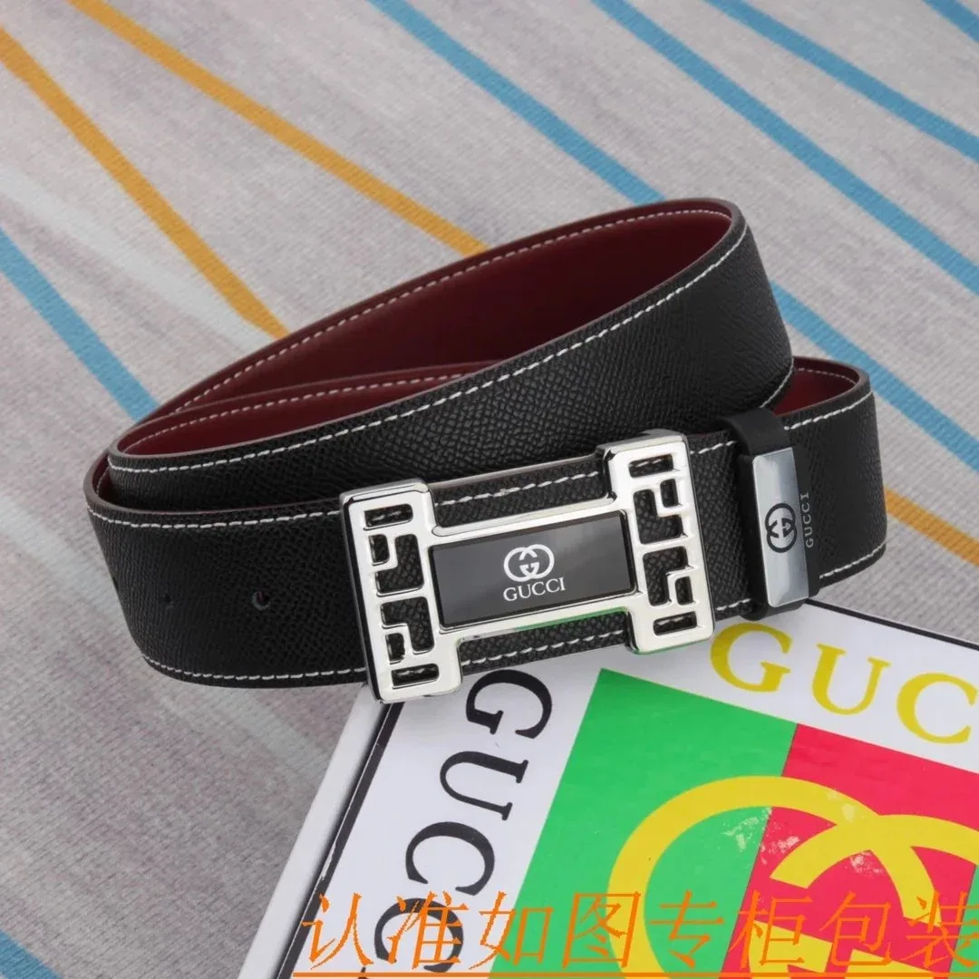 Gucci Gucci Black & Burgundy Leather Belt Black - 1
