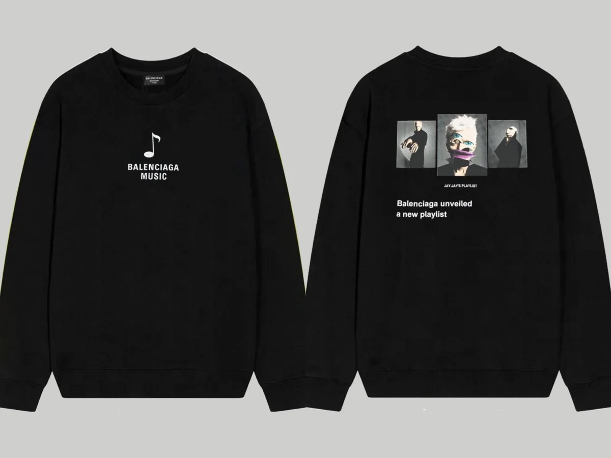 Balenciaga Balenciaga Music Black Crewneck Sweatshirt Black - 1