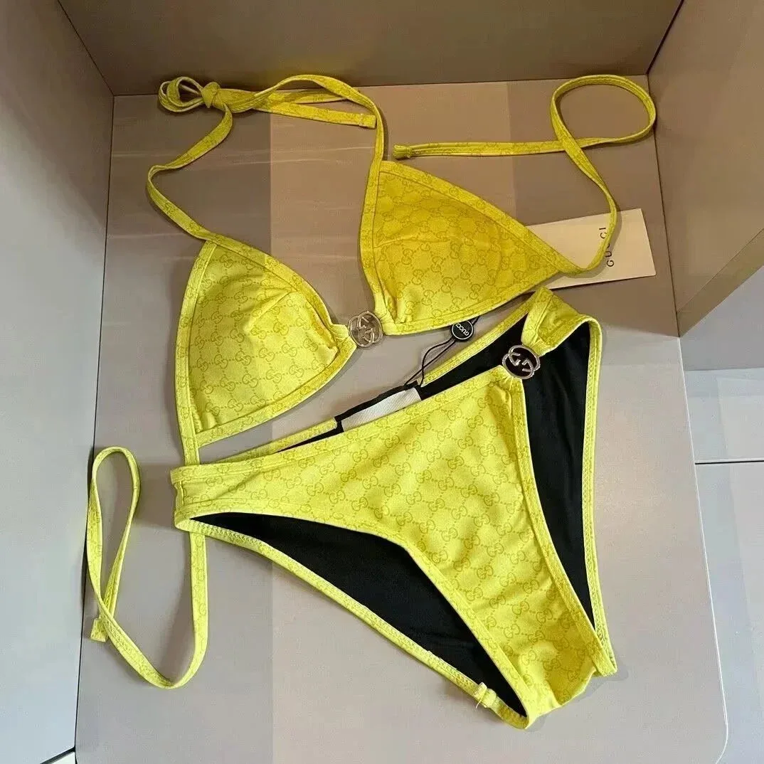 Gucci Gucci GG Supreme Yellow Bikini Set Yellow
