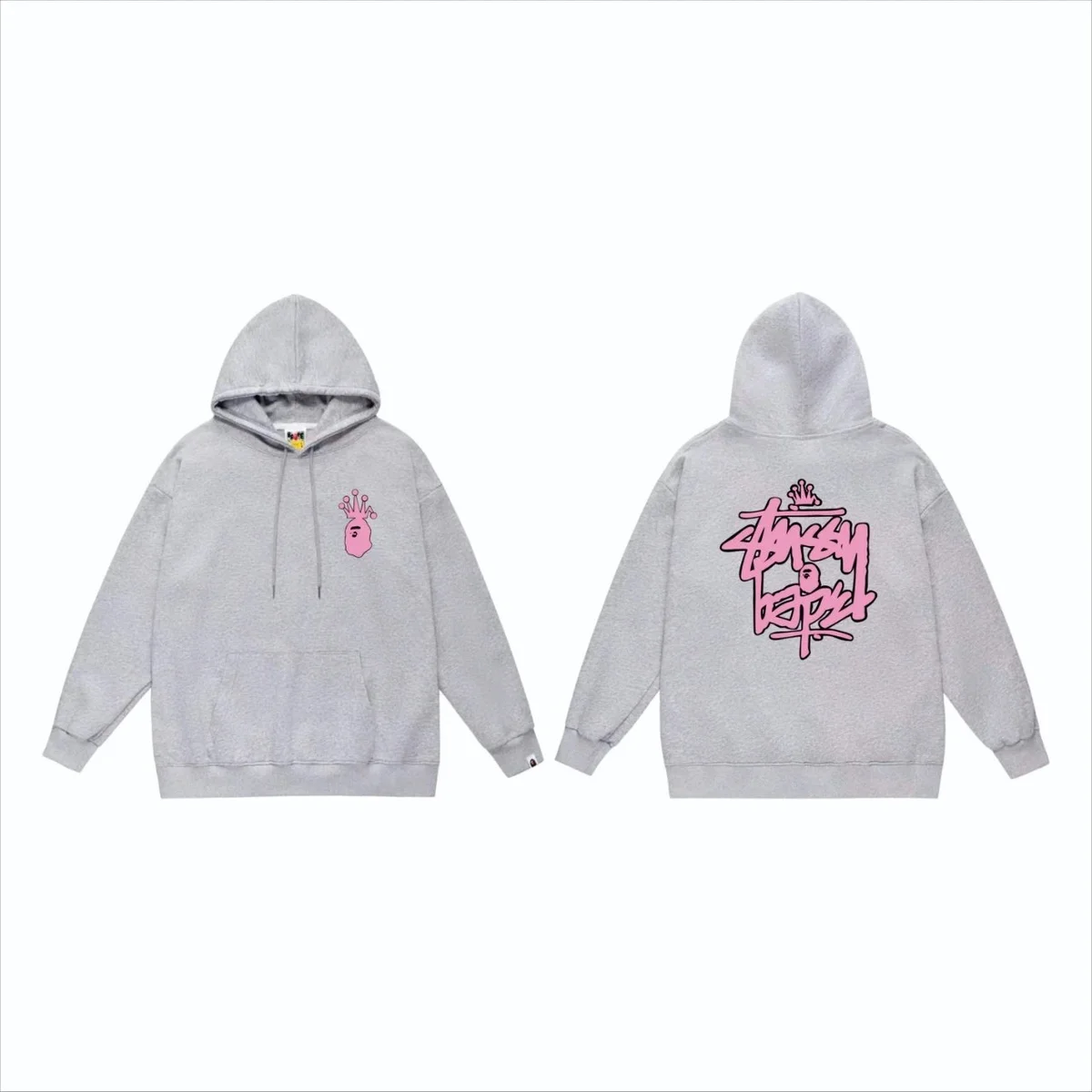 A Bathing Ape A Bathing Ape BAPE STA Grey Pink Hoodie Grey - 1