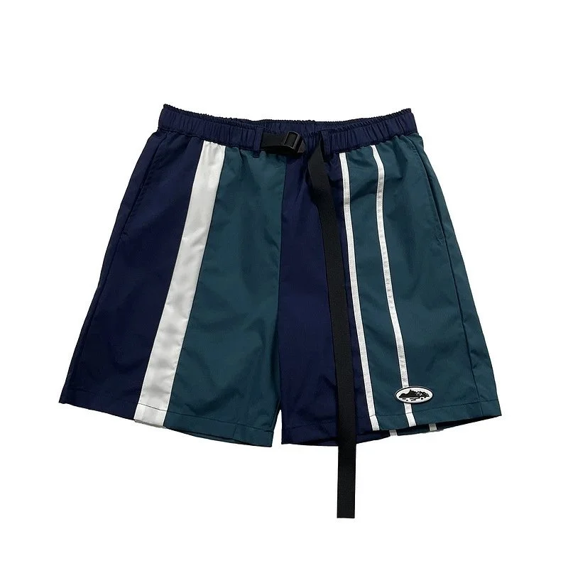 Other Color Block Panel Shorts Navy/Teal Solid Casual Navy - 1