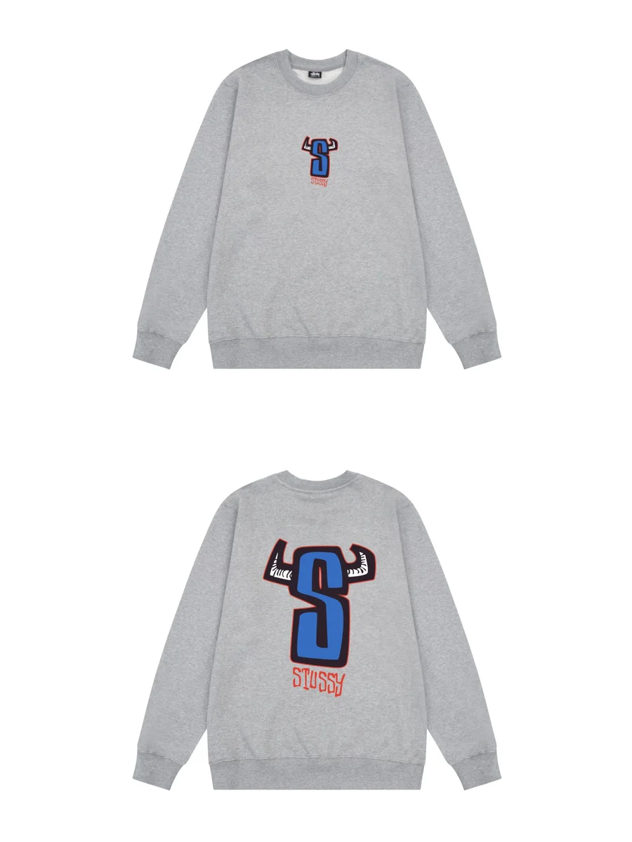 Stussy Stussy Stüssy S Bull Grey Crewneck Sweatshirt Grey - 1