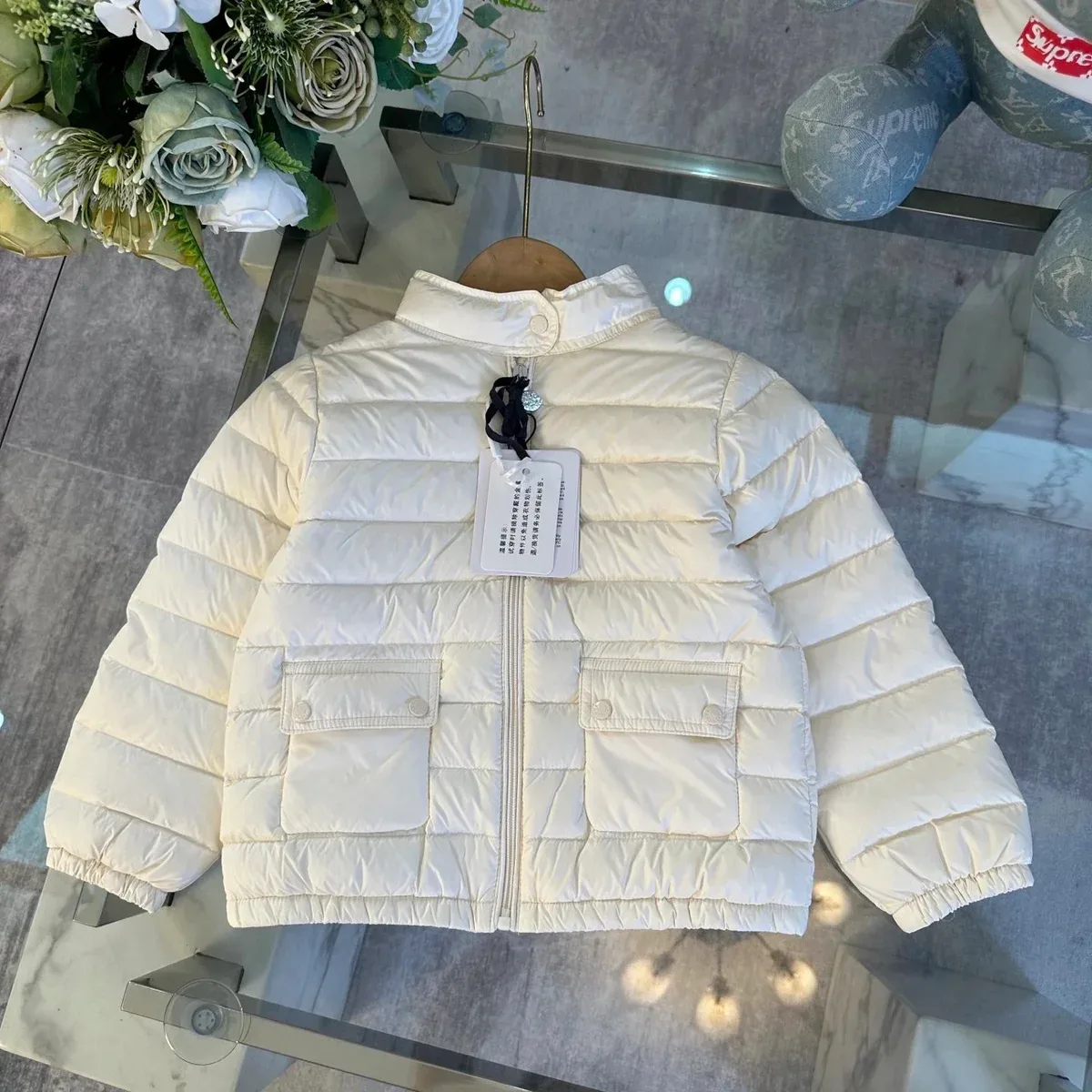 Other Cream Kids Quilted Puffer Jacket Cream - 1