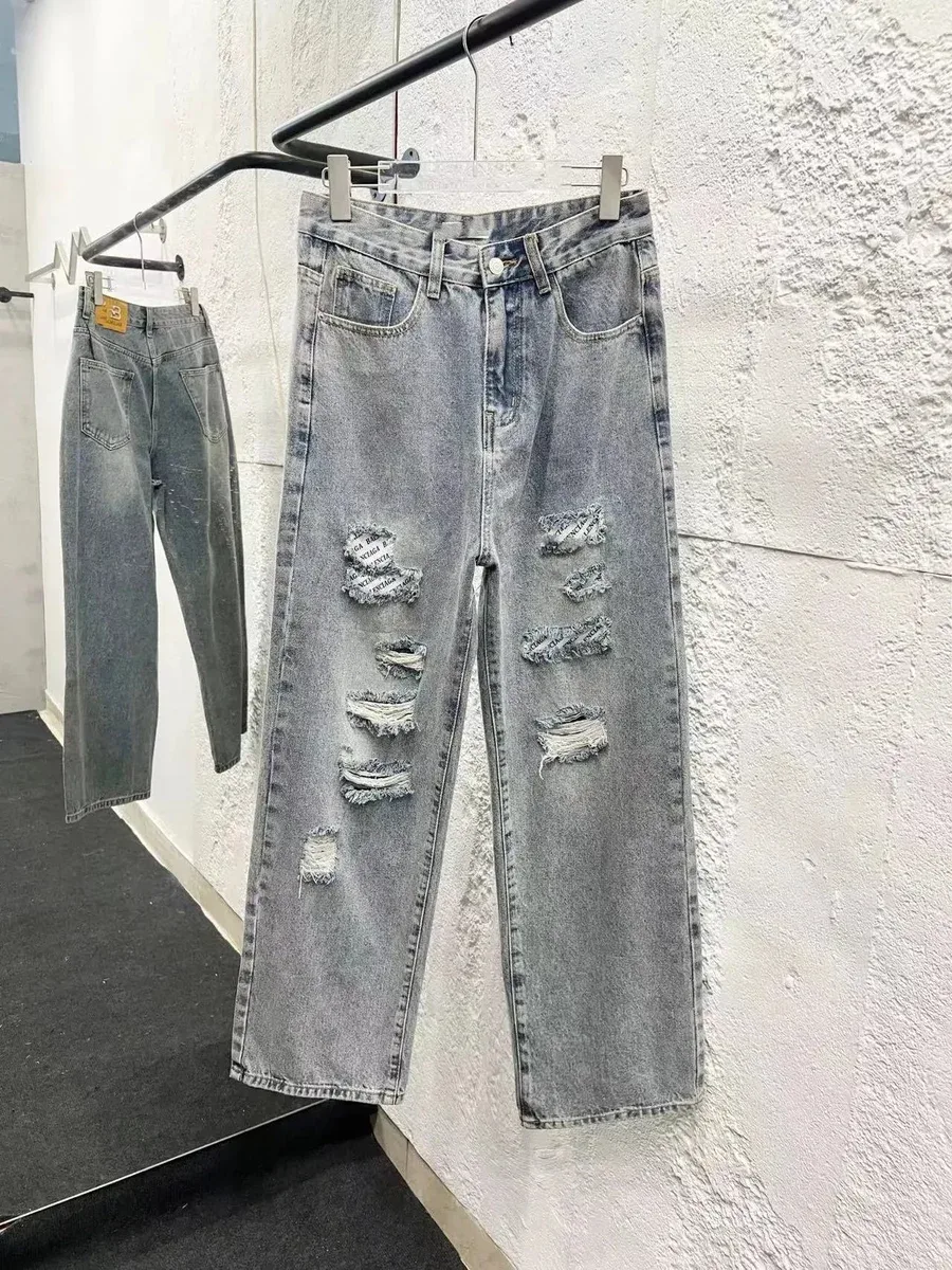 Other Relaxed Fit Distressed Light Blue Jeans Blue - 1