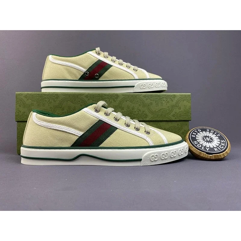Gucci Gucci Iconic Beige/Green Tennis Club Sneakers Beige - 1
