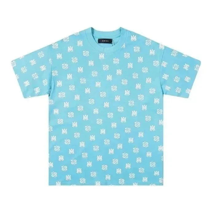 Amiri Amiri AMRI Light Blue Logo Print T-Shirt Blue - 1