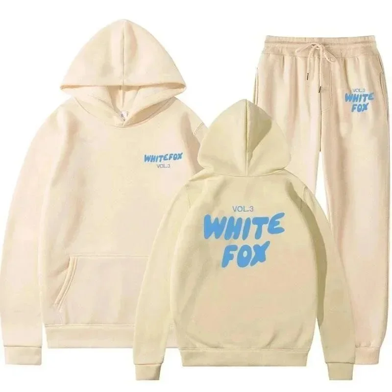 White Fox White Fox ALBB-009 Vol.3 Beige Hoodie & Sweatpants Set Beige - 1
