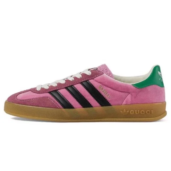 Gucci Gucci Pink Green Gazelle Sneakers Pink - 1