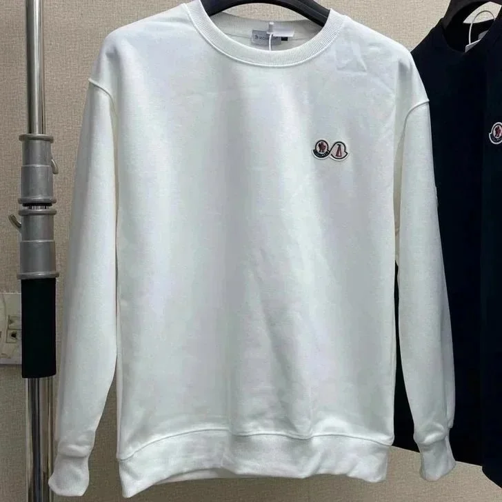 Moncler Moncler White Embroidered Logo Crewneck Sweatshirt White