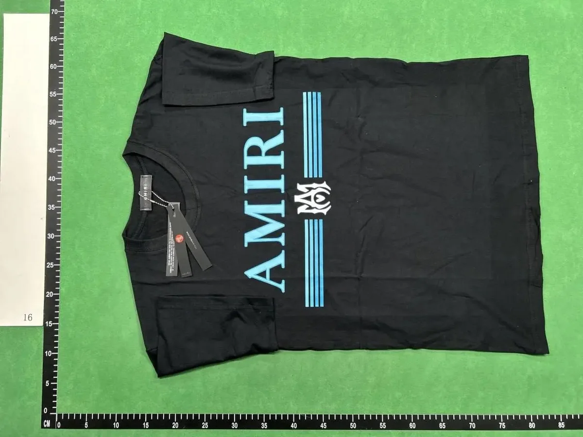 Amiri Amiri AMRI Blue Logo Black T-Shirt Black - 1