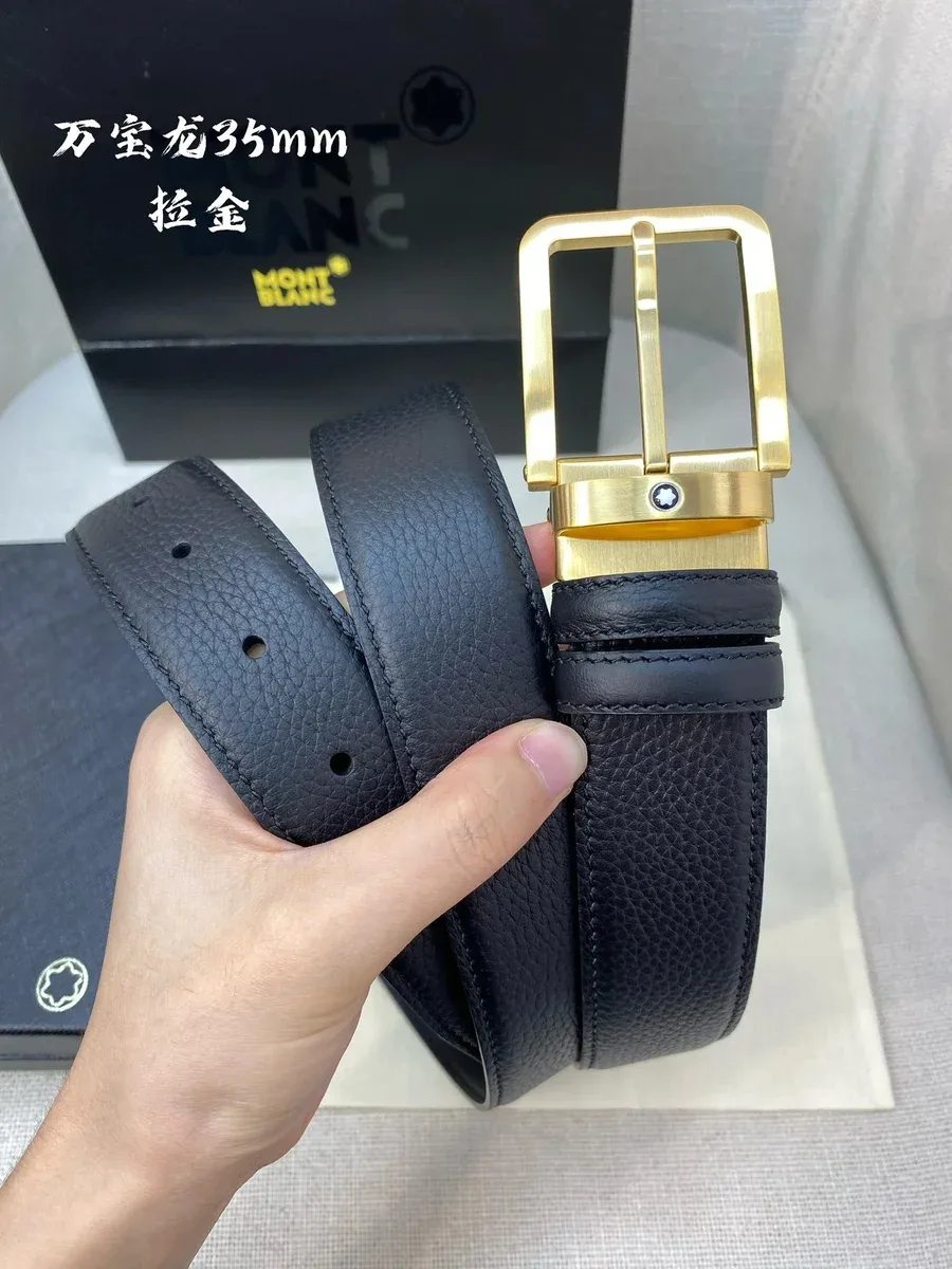 Montblanc Montblanc 35mm Black/Gold Belt Black