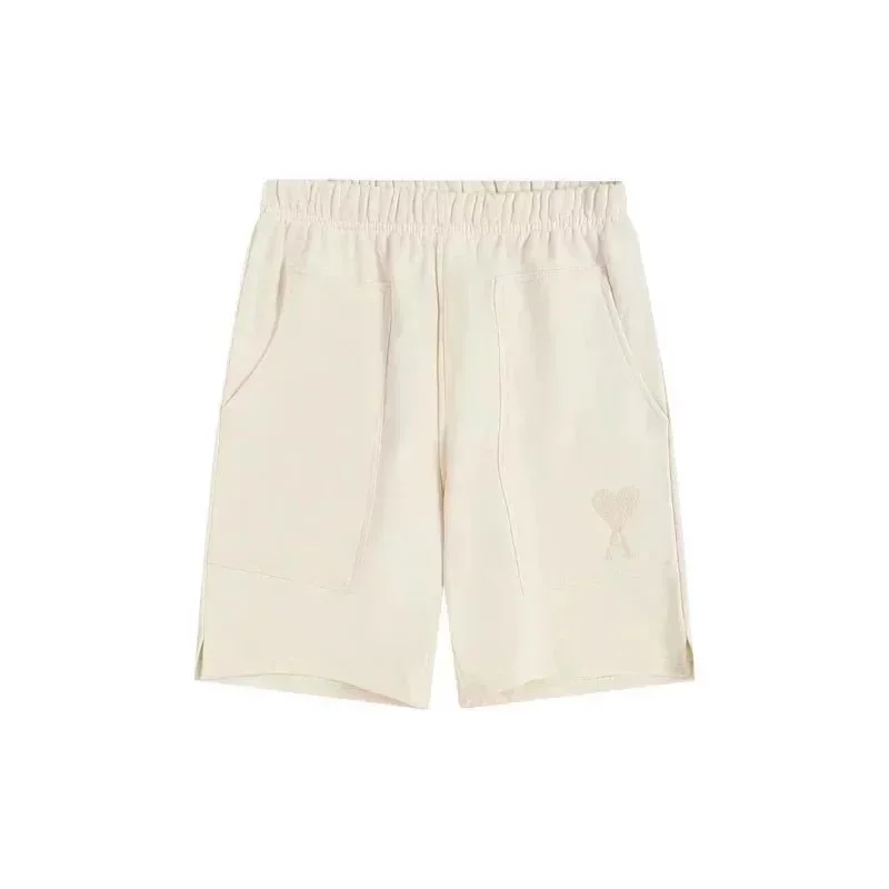Ami Paris Ami Paris Ami de Coeur Cream Large Pocket Shorts Cream - 1