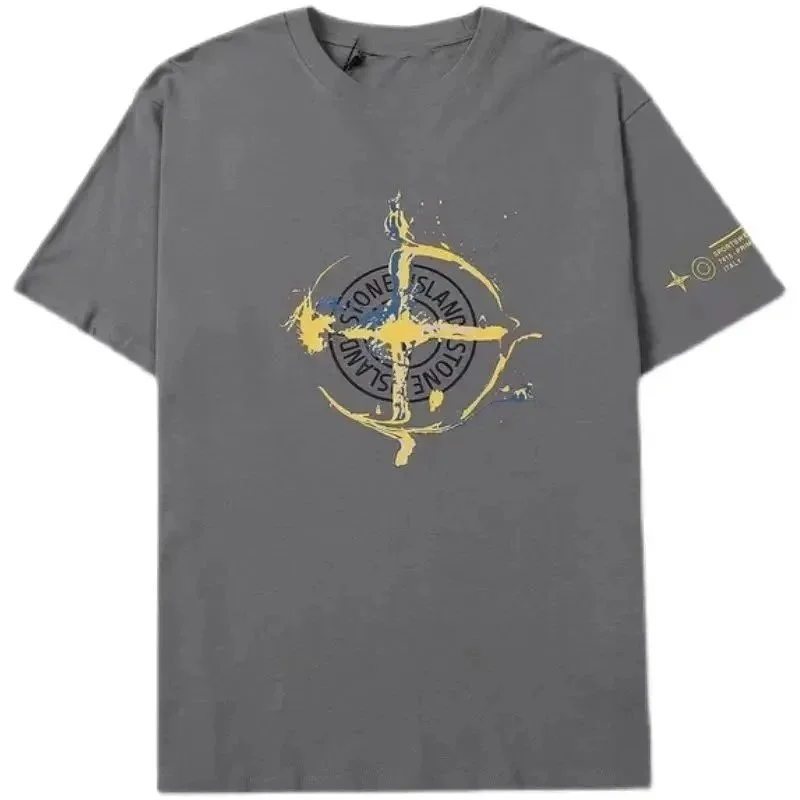 Stone Island Stone Island Grey T-Shirt with Compass Logo Grey