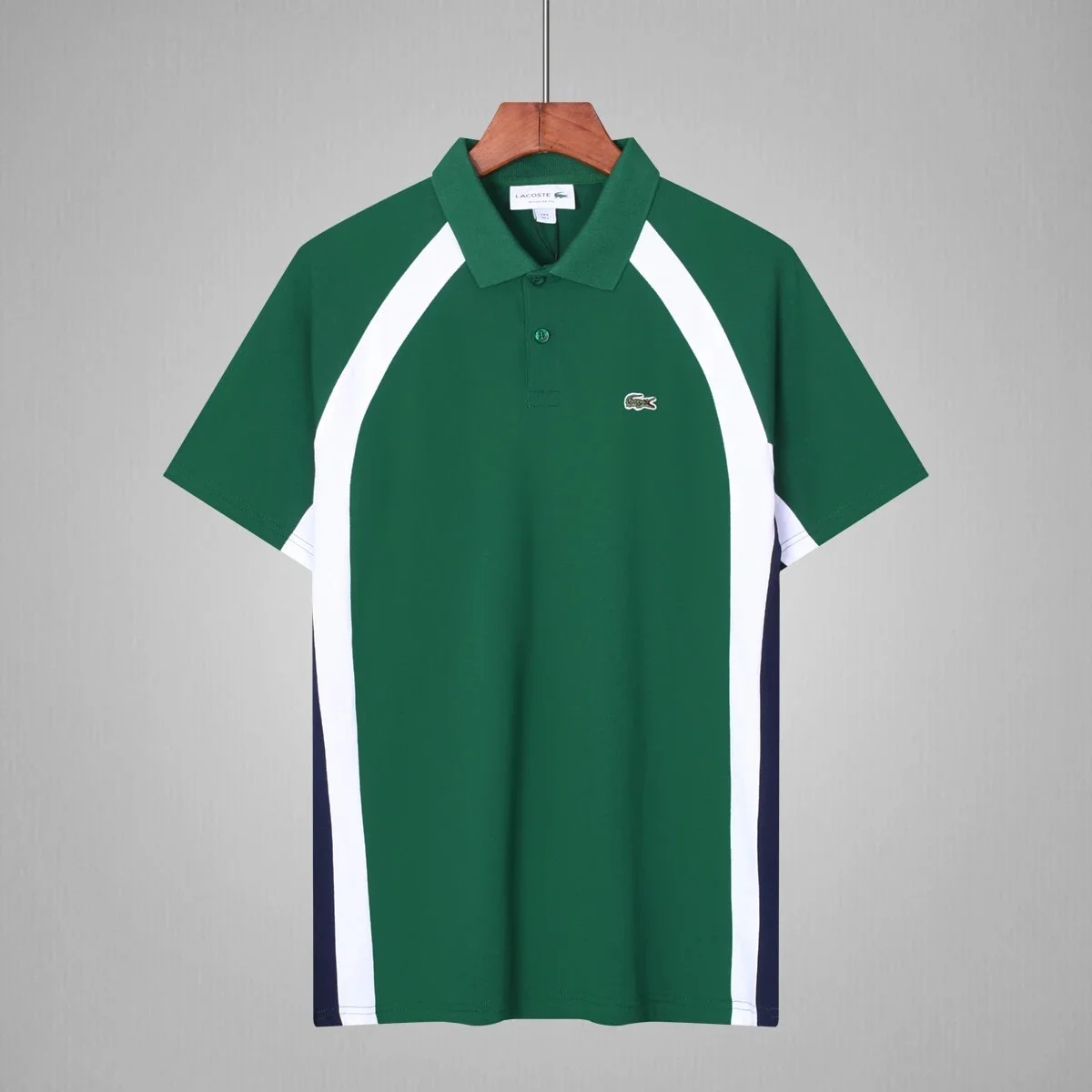 Lacoste Lacoste Green/White/Navy Stripe Polo Shirt Green - 1