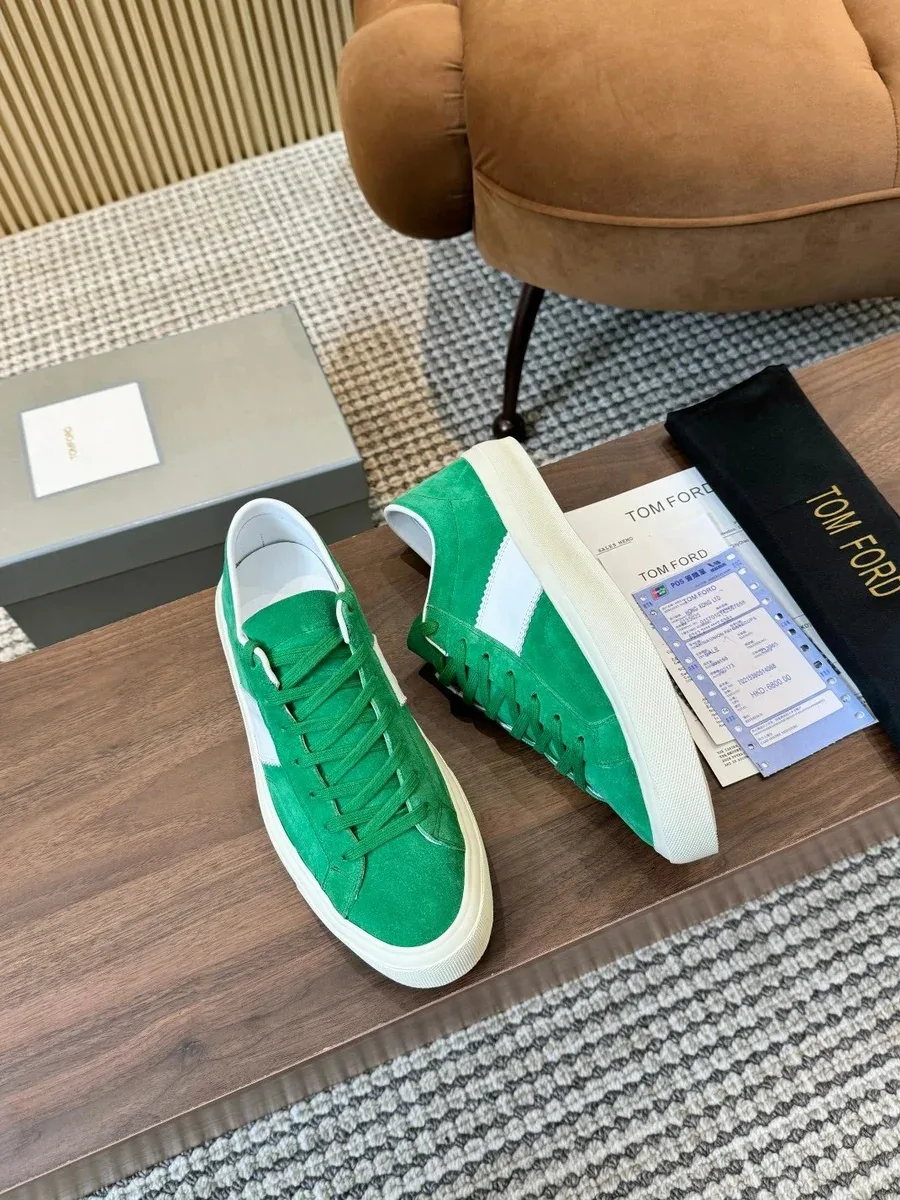 Tom Ford Tom Ford Green Suede Low Top Sneakers Green - 1
