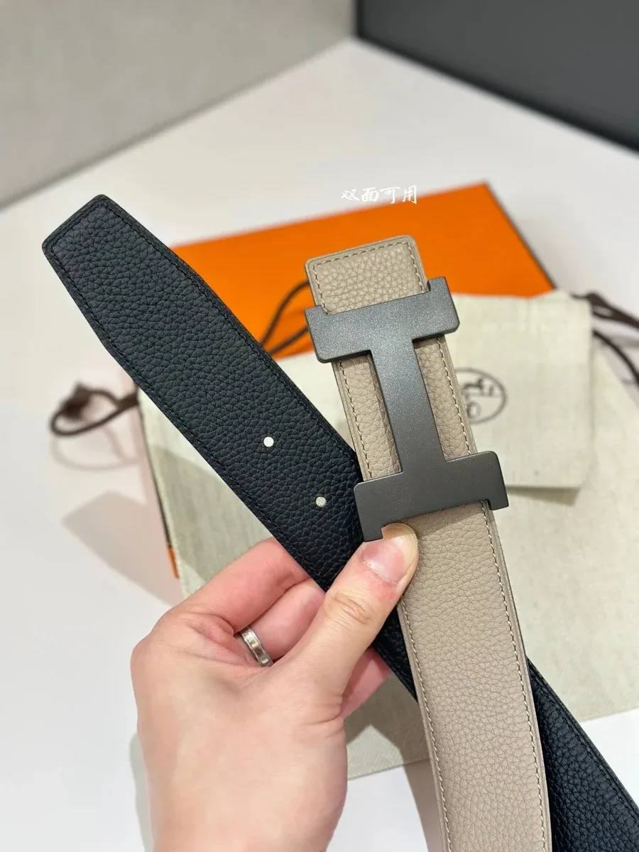 Hermès Hermès H Belt 33# Grey/Black Double-Sided Grey
