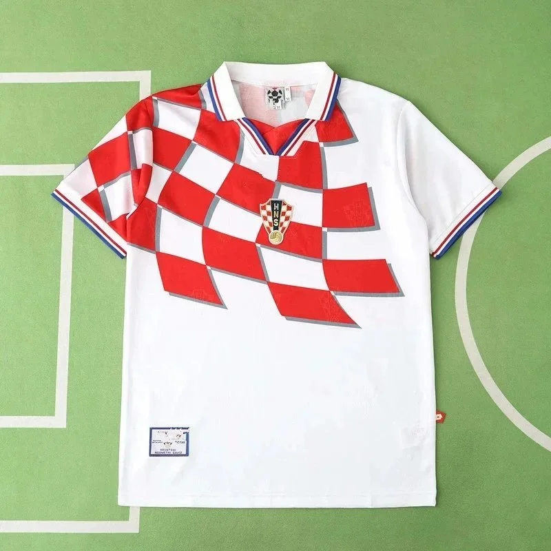 Other Croatia Football Jersey White Red Checkered Design Men's Top White - 1