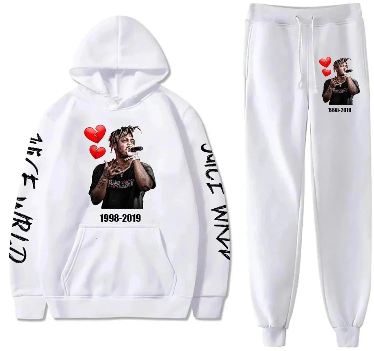 Other White Juice Wrld Memorial Hoodie & Sweatpants Set White - 1