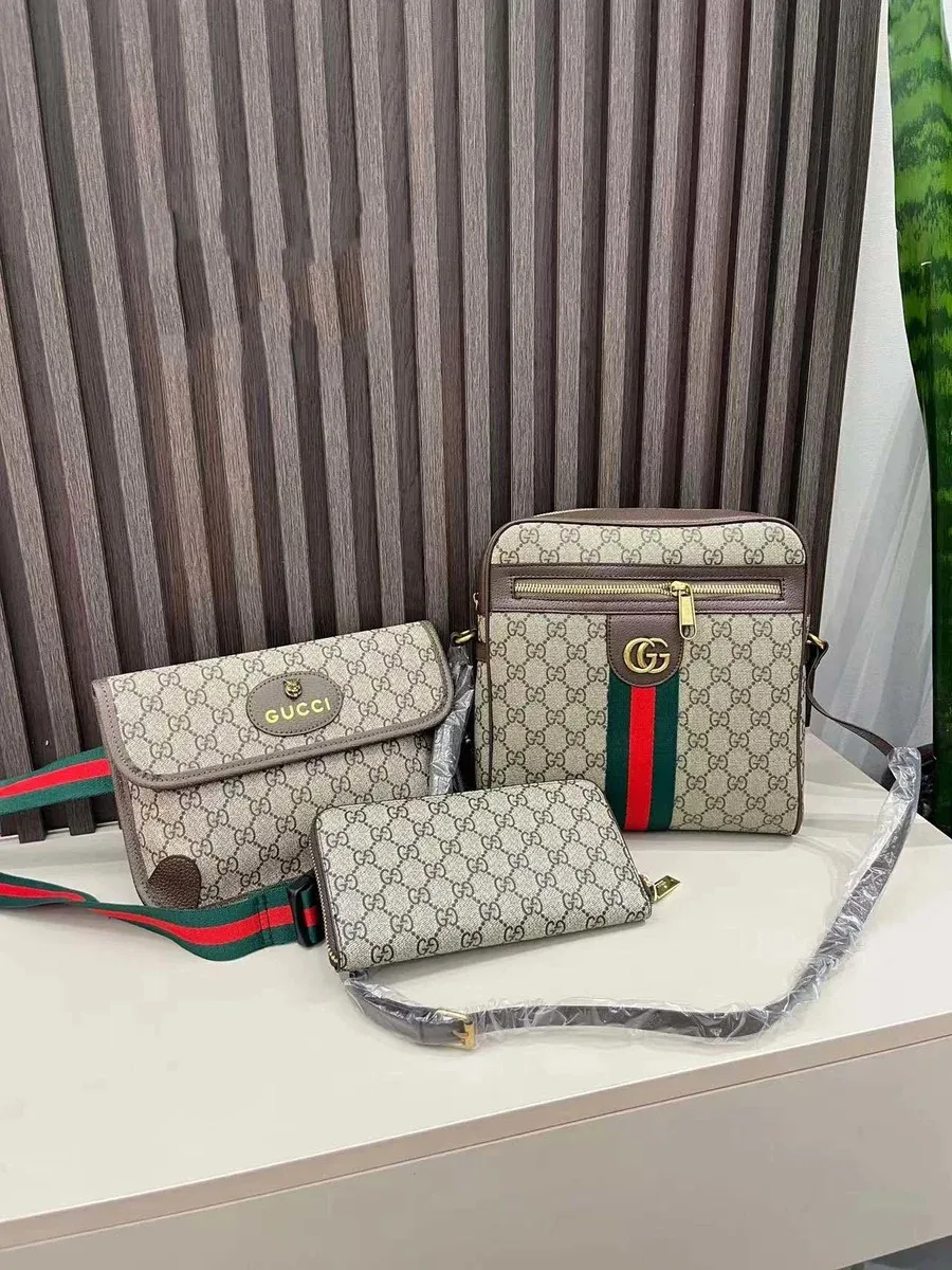 Gucci Gucci GG Supreme Beige Web Stripe Crossbody Set Beige - 1