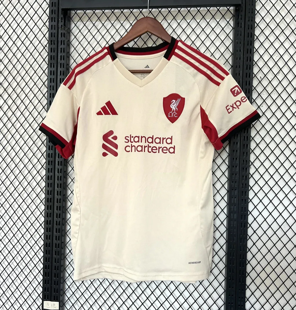 Adidas Adidas Liverpool FC Away Jersey Sail/Red Football Shirt Cream - 1