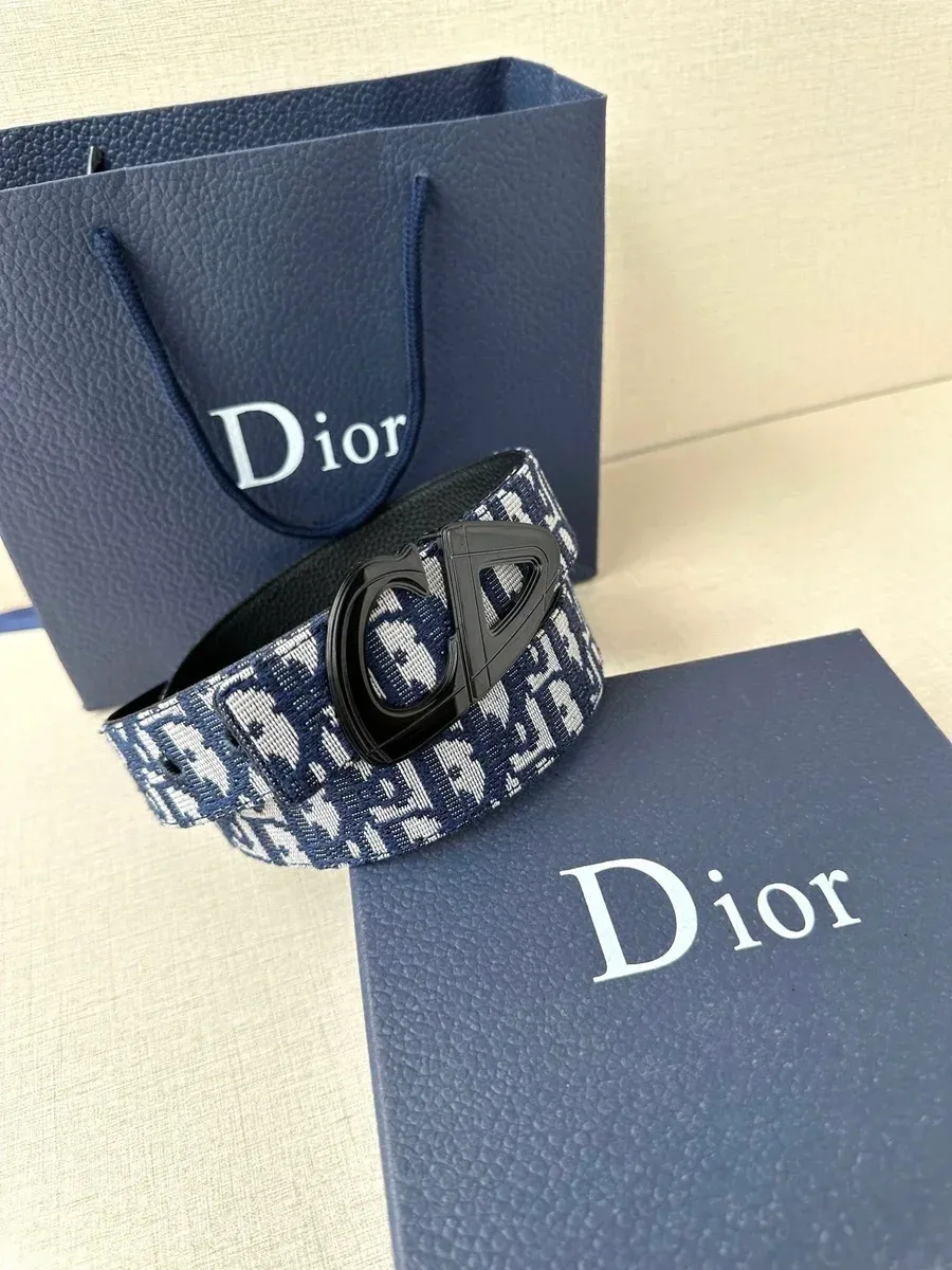 Dior Dior Dior Oblique Navy/White Monogram Belt Navy