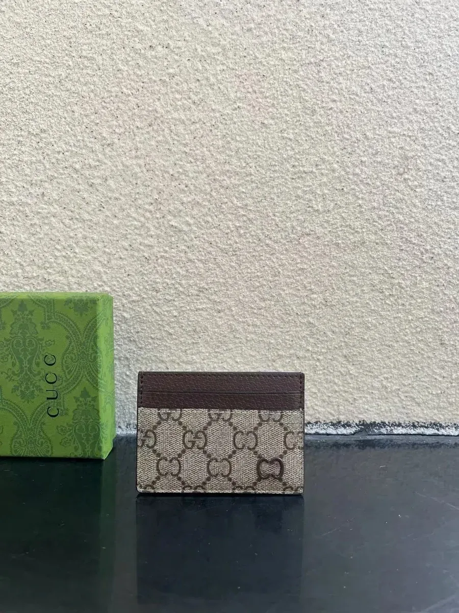 Gucci Gucci GG Supreme Card Holder Coffee Brown Brown - 1