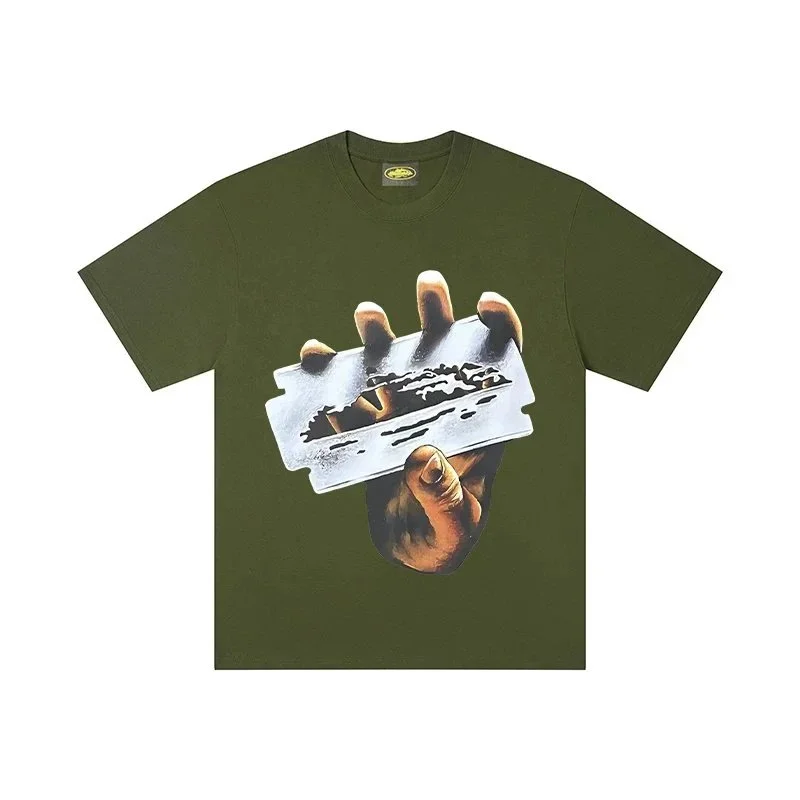 Other Olive Green Razor Blade Print T-Shirt Green - 1