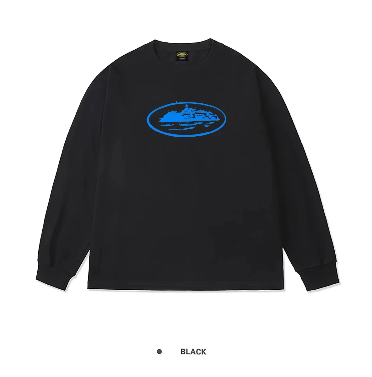 Other Black Blue Oval Print Long Sleeve T-Shirt Black - 1