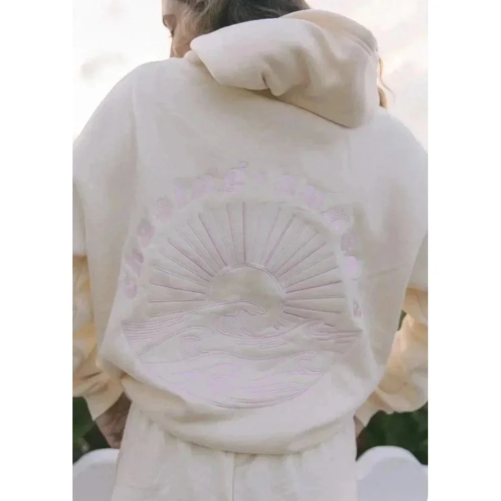 Other Cream Sunrise Embroidered Hoodie Cream - 1