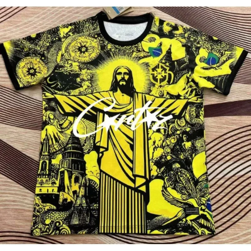 Corteiz Corteiz Corteiz2425 Yellow Brazil Jesus T-Shirt Yellow - 1