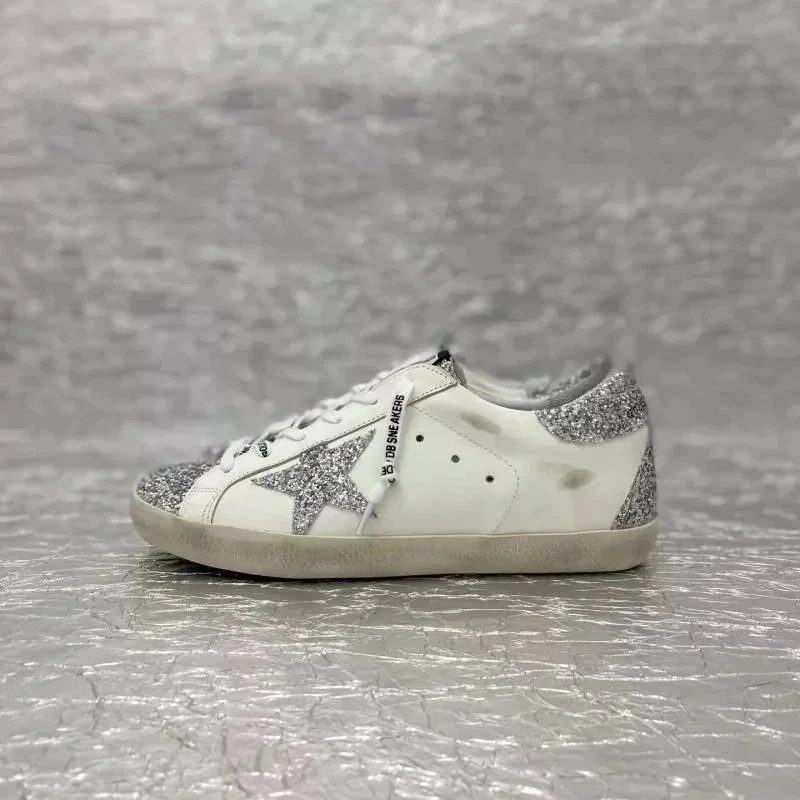 Golden Goose Golden Goose Super-Star White/Silver Glitter Sneakers White - 1