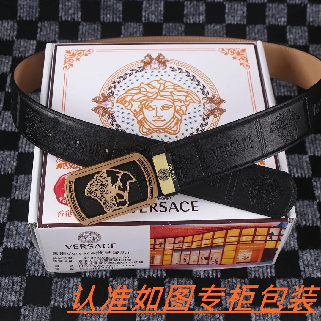 Versace Versace Medusa Head Belt Black Leather Belt Black - 1