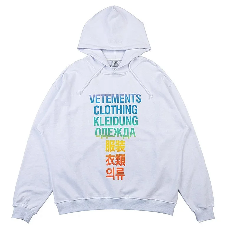 Vetements Vetements Multilingual Print White Hoodie White - 1