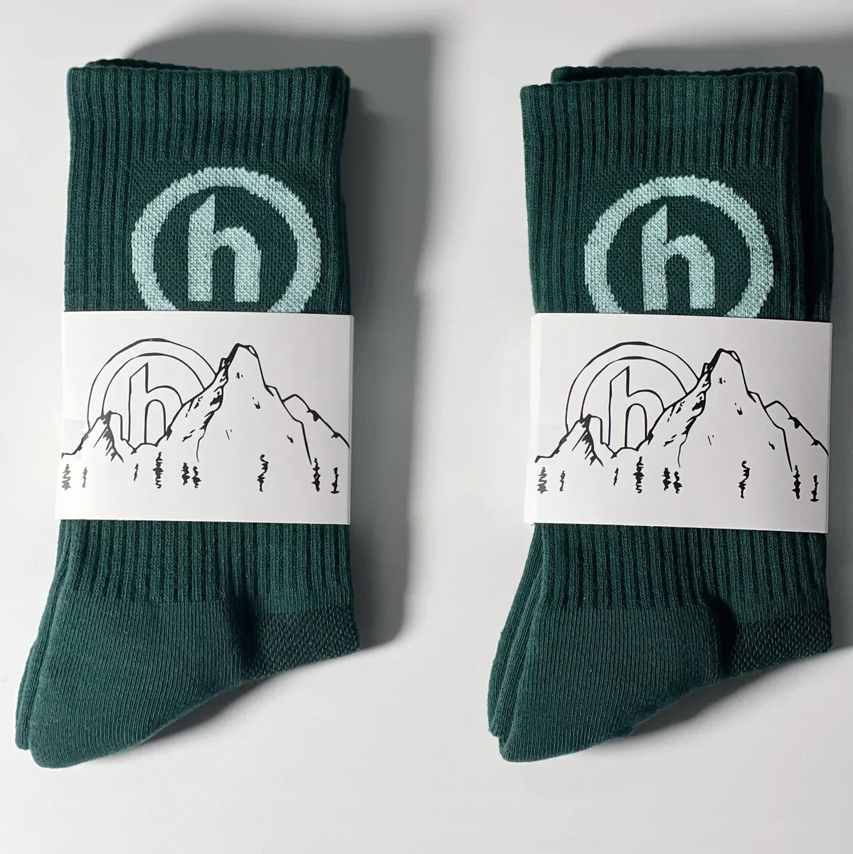 Other H Socks Green-HOH0019 Crew Socks Green - 1